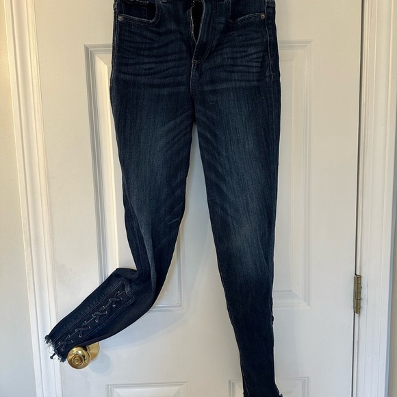 Express super high rise dark denim ankle legging jeans size 0 - Picture 1 of 3